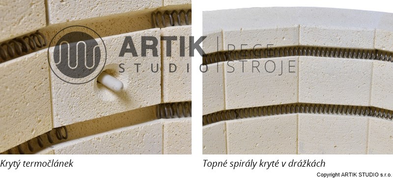 Detail of heating elements of ceramic kiln Kittec CB 50